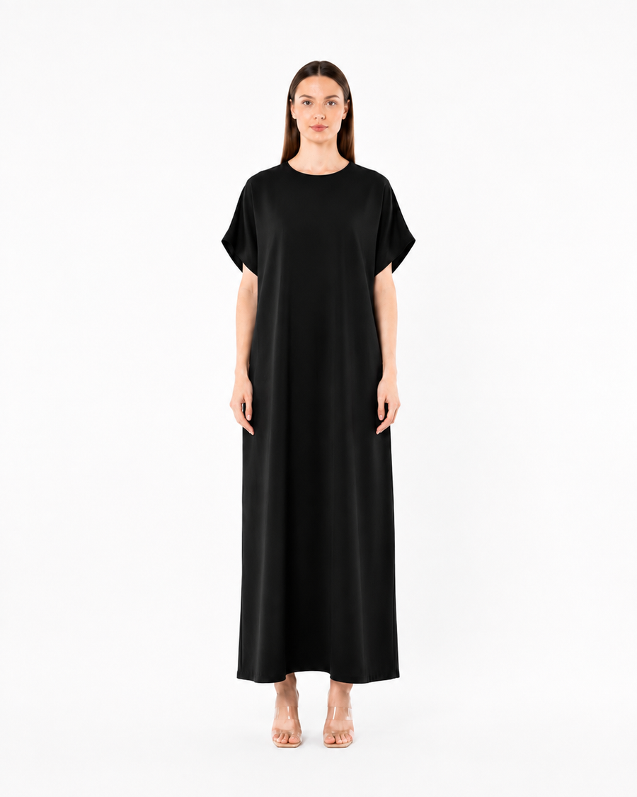 Ziva Abaya Dress – Black Crush Marble Slip
