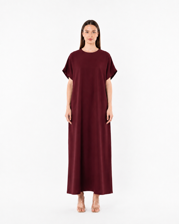 Ziva Abaya Dress – Maroon Crush Marble Slip