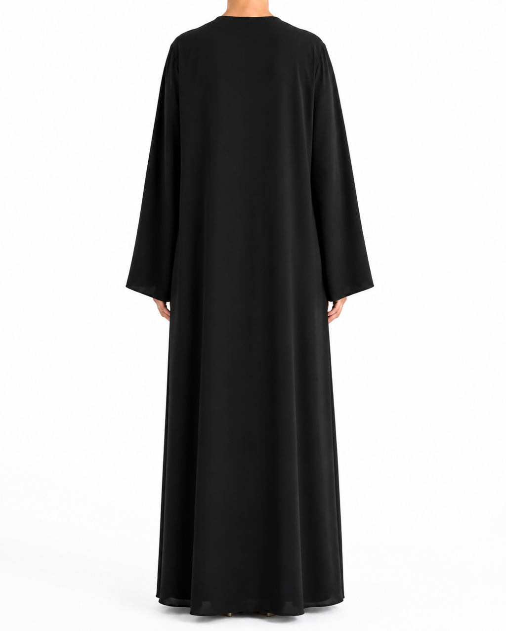 Kayan – Jet Black Premium Crepe Overlap Wrap Abaya | MANHAS