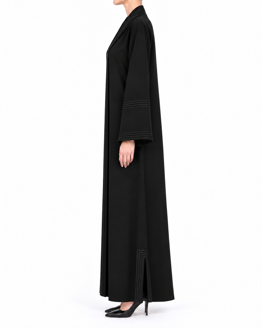Soha – Jet Black Korean Nada Dori Highlight Straight Abaya | MANHAS