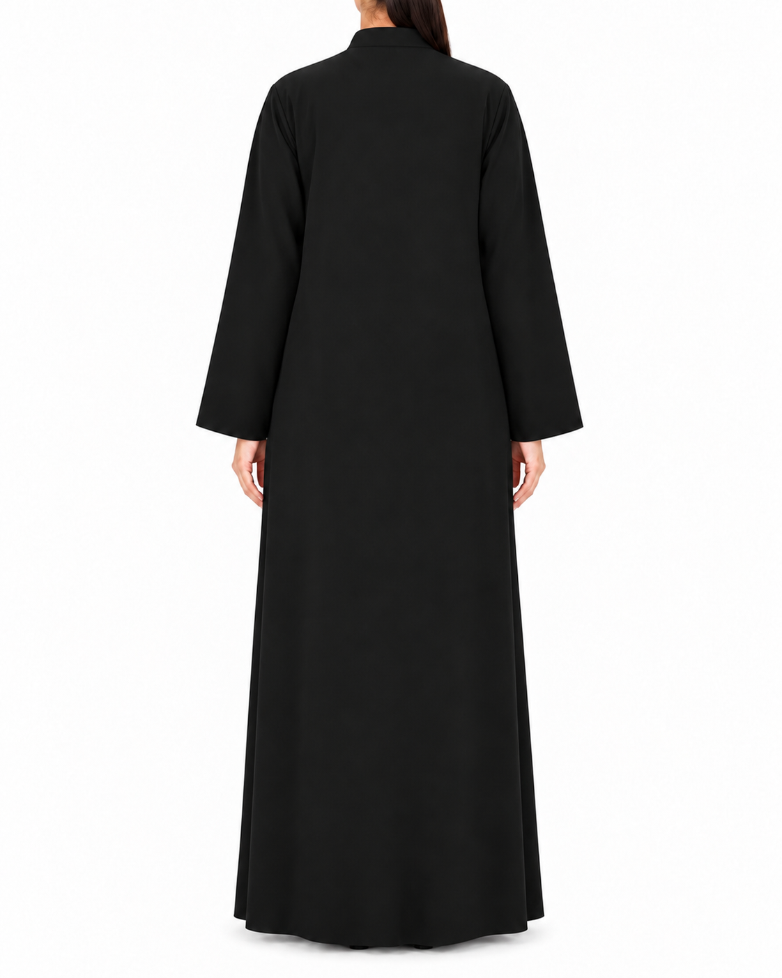 Haneen – Jet Black Indonesian Crepe Princess Cut Abaya | MANHAS