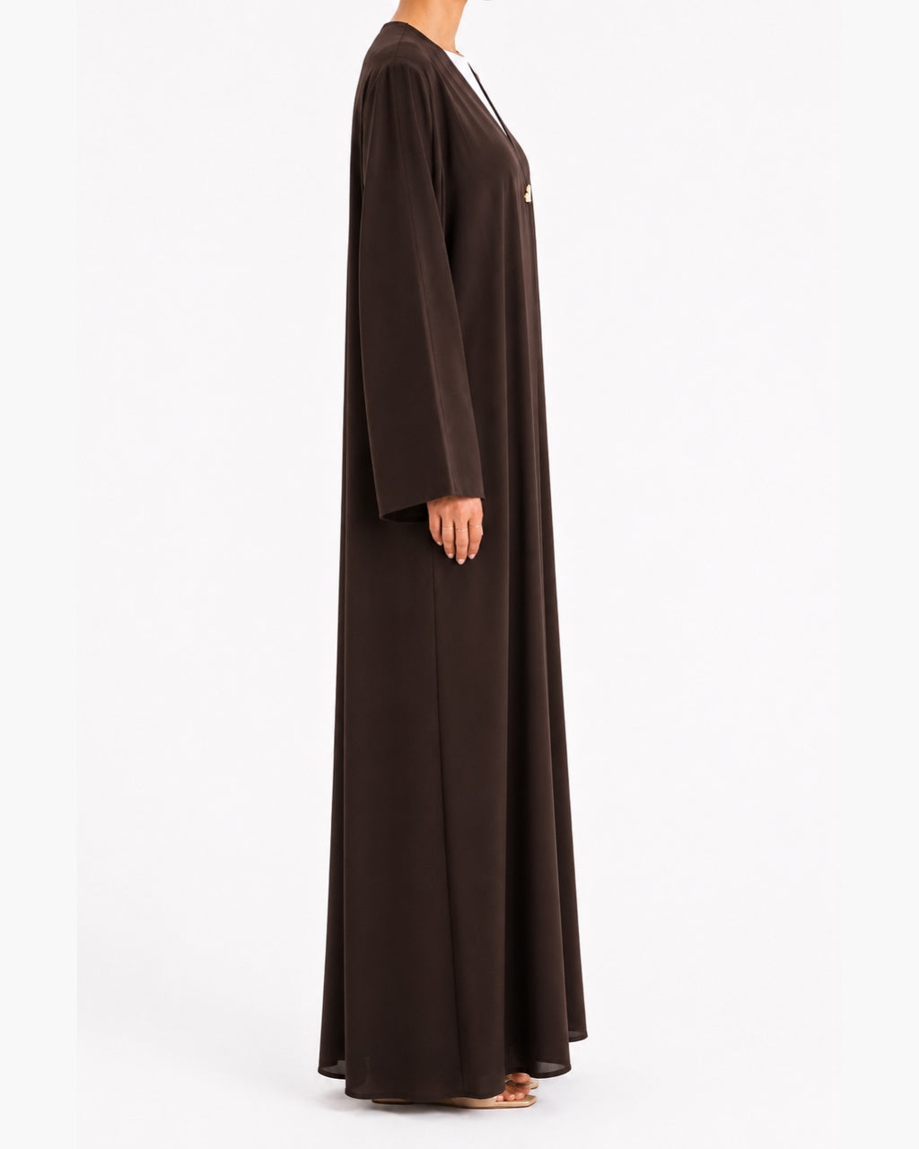 Kayan – Deep Brown Premium Crepe Overlap Wrap Abaya | MANHAS