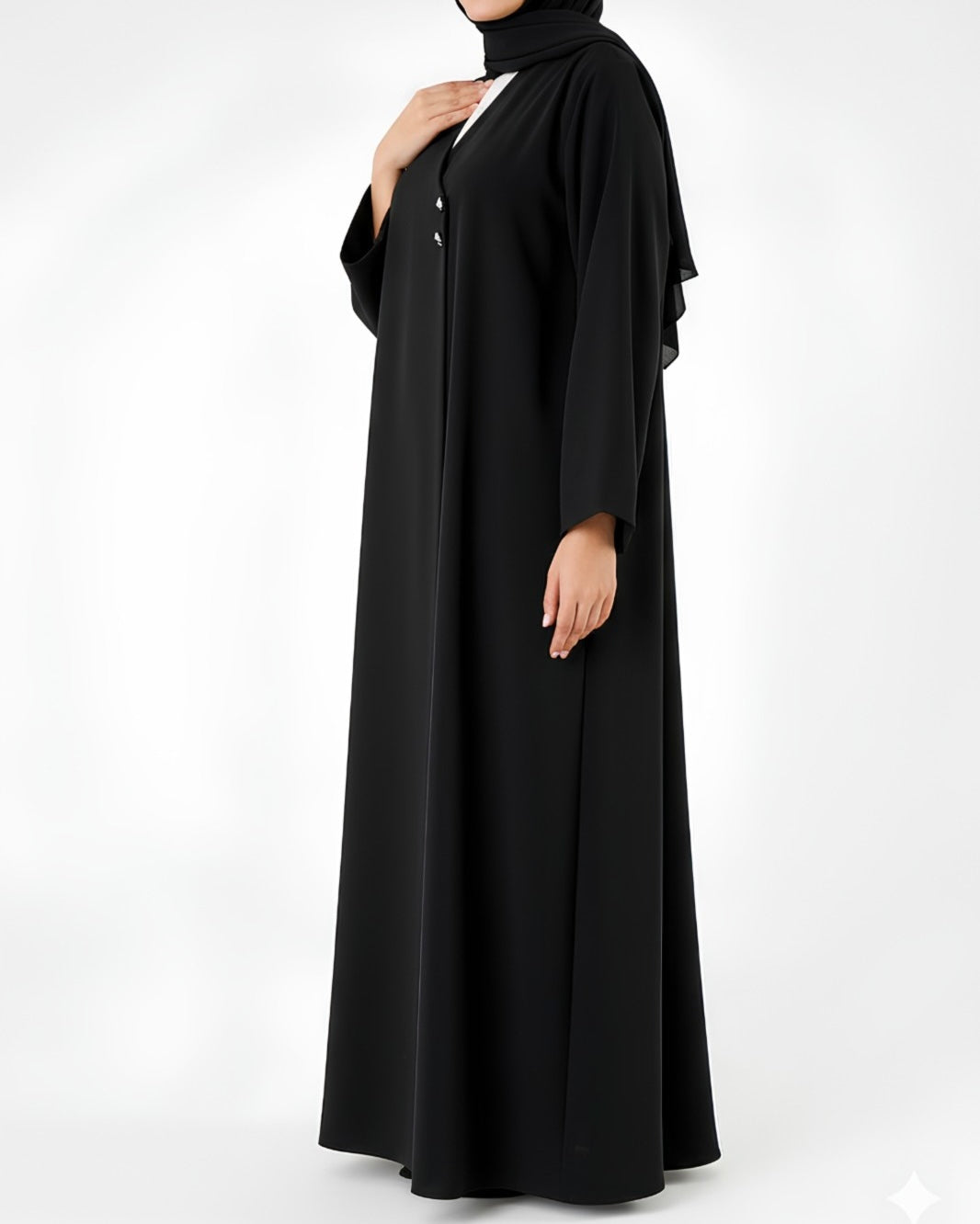 Hoor – Mint Green High-Grade Crepe V-Neck Overlap Abaya | MANHAS