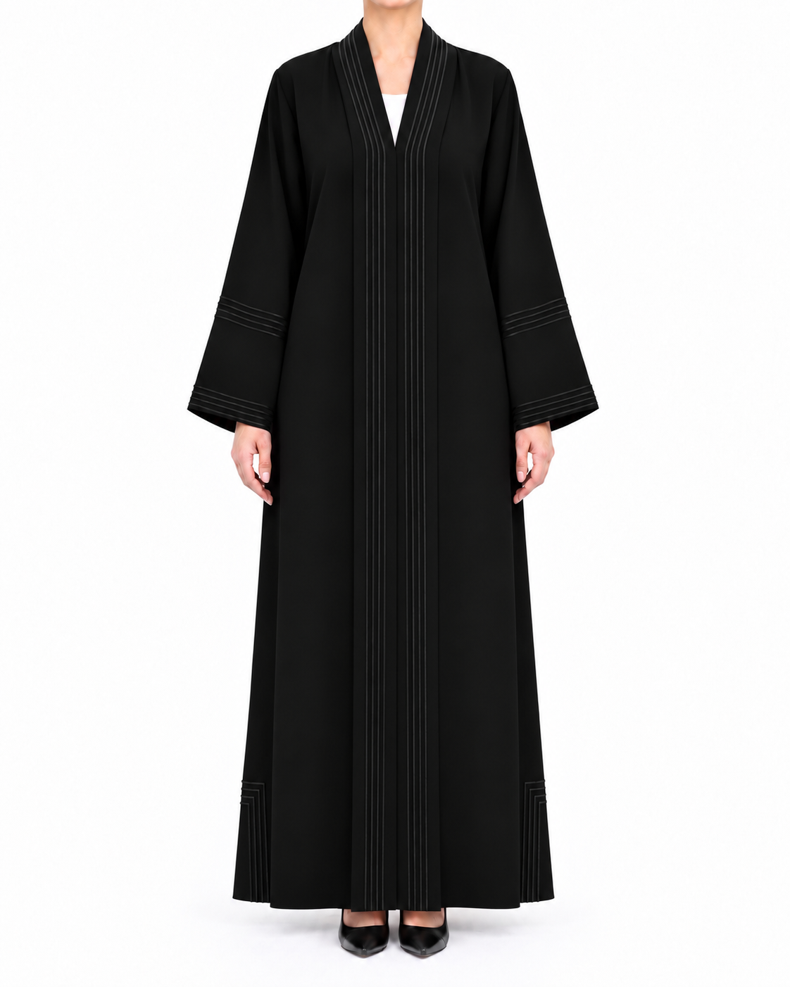 Soha – Jet Black Korean Nada Dori Highlight Straight Abaya | MANHAS