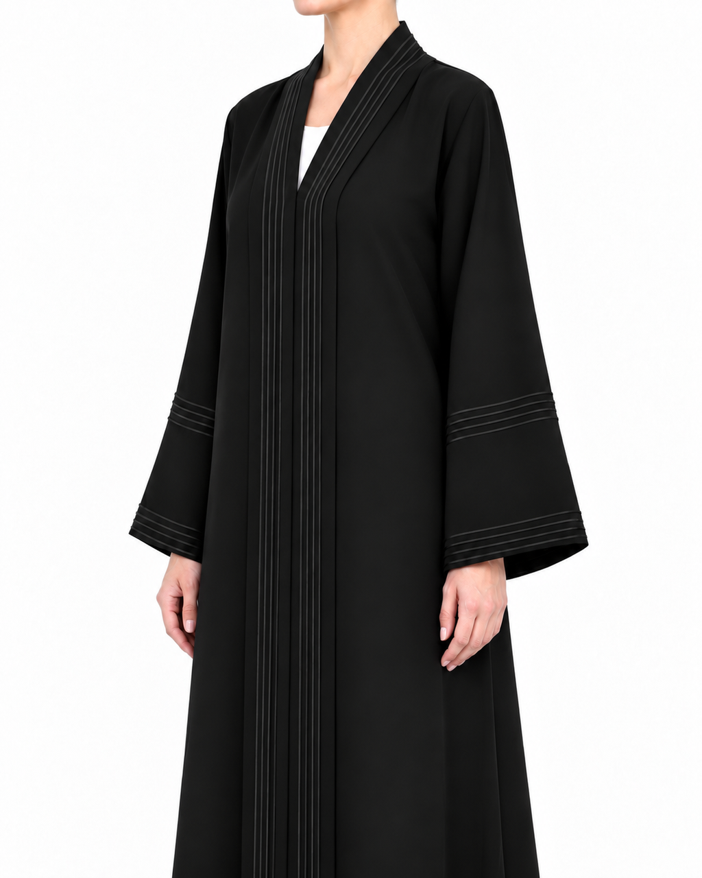 Soha – Jet Black Korean Nada Dori Highlight Straight Abaya | MANHAS