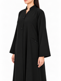 Haneen – Jet Black Indonesian Crepe Princess Cut Abaya | MANHAS