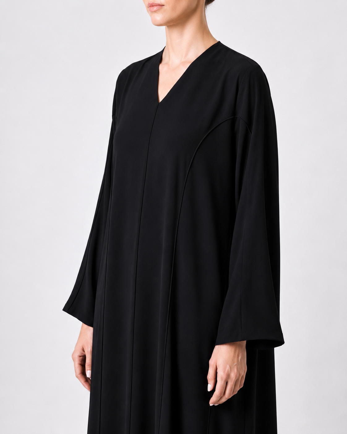 Tia – Essential Korean Nada Piping Straight Cut Abaya | MANHAS