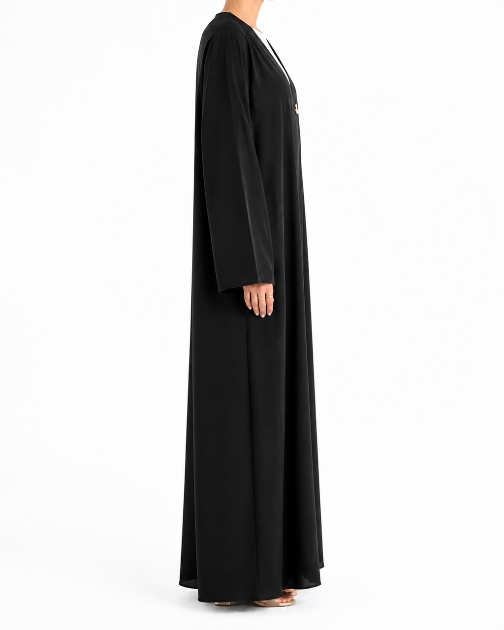 Kayan – Jet Black Premium Crepe Overlap Wrap Abaya | MANHAS