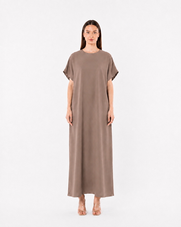 Ziva Abaya Dress – Light Brown Crush Marble Slip