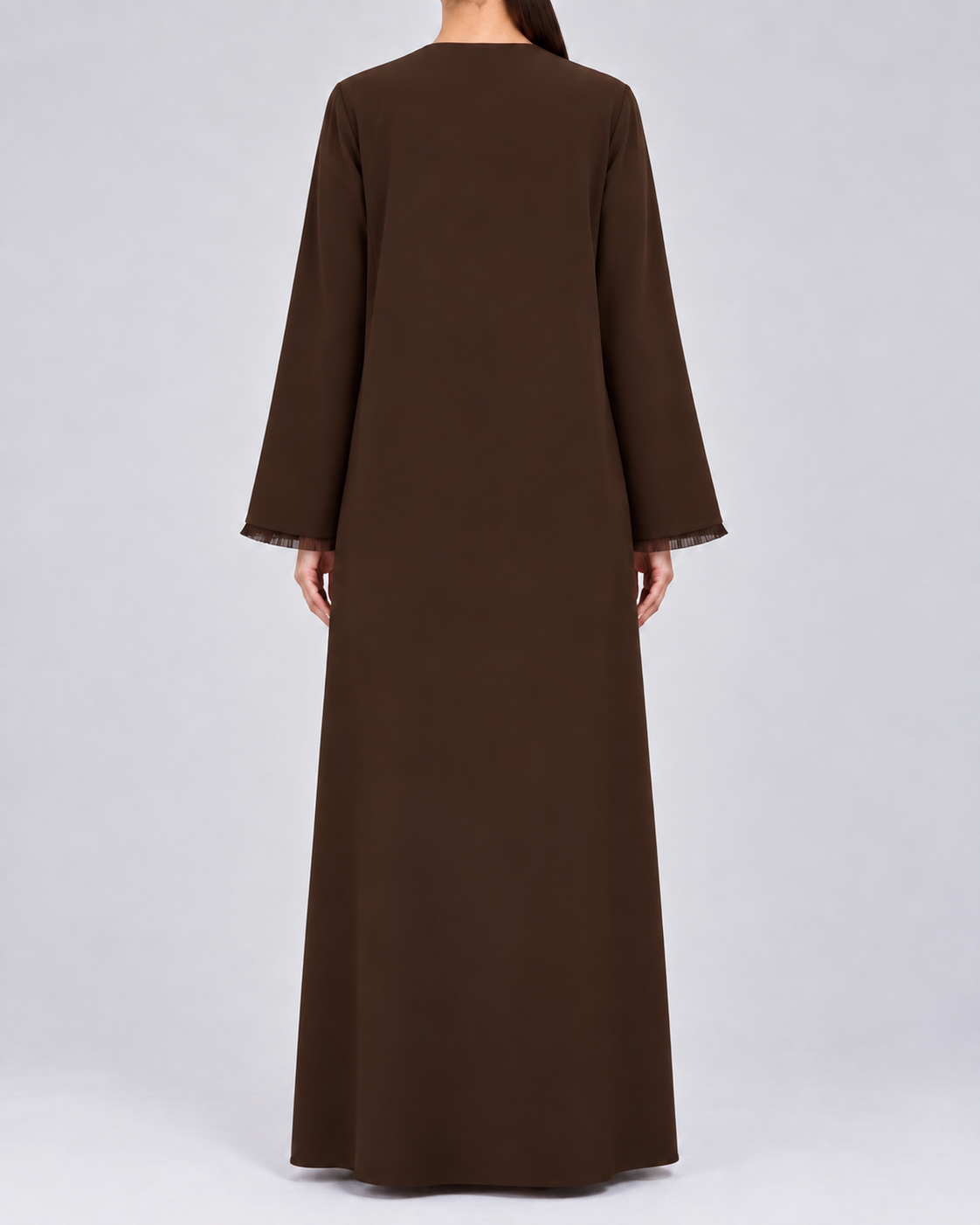 Raneem – Brown Korean Crepe Straight Cut Abaya | MANHAS