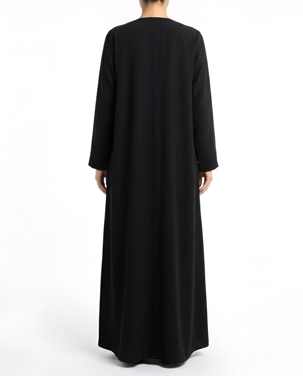Hala – Jet Black Indonesian Soft Crepe Straight Cut Pintuck Abaya | MANHAS