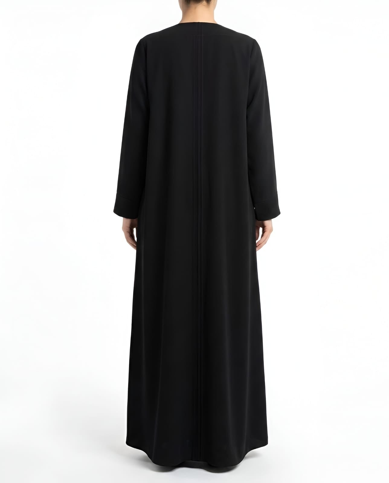 Hala – Jet Black Indonesian Soft Crepe Straight Cut Pintuck Abaya | MANHAS