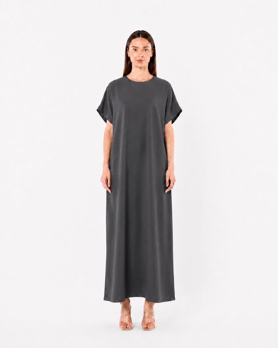 Ziva Abaya Dress – Grey Crush Marble Slip