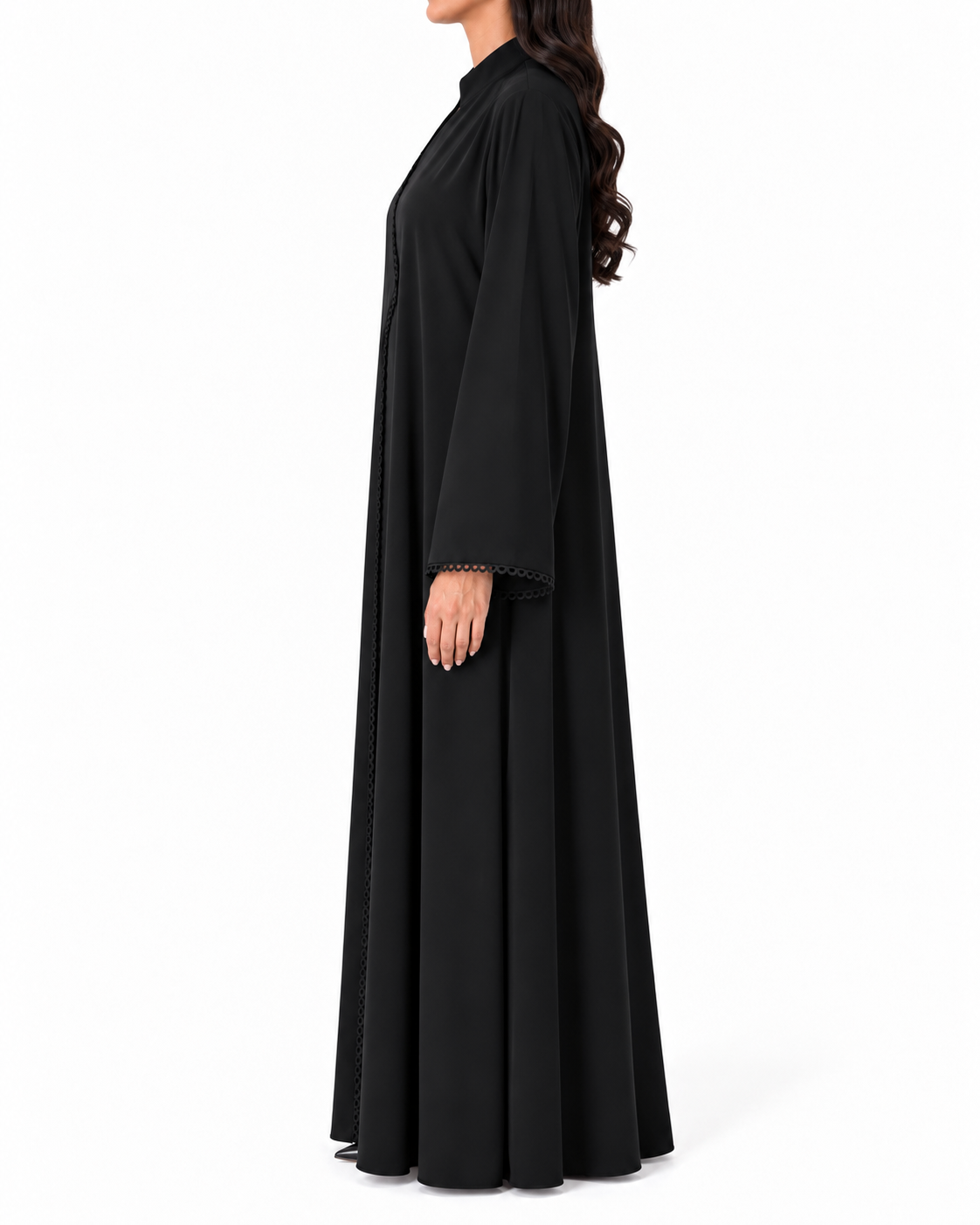 Nuzha – Black Korean Nada Straight Cut Abaya | MANHAS