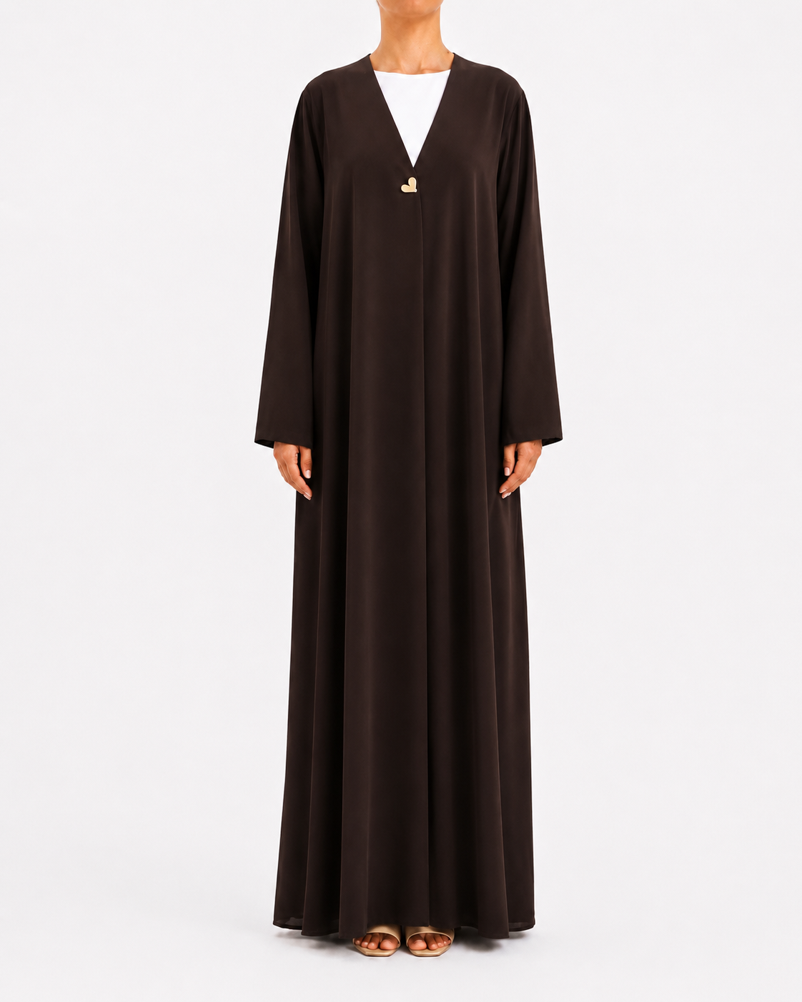 Kayan – Deep Brown Premium Crepe Overlap Wrap Abaya | MANHAS