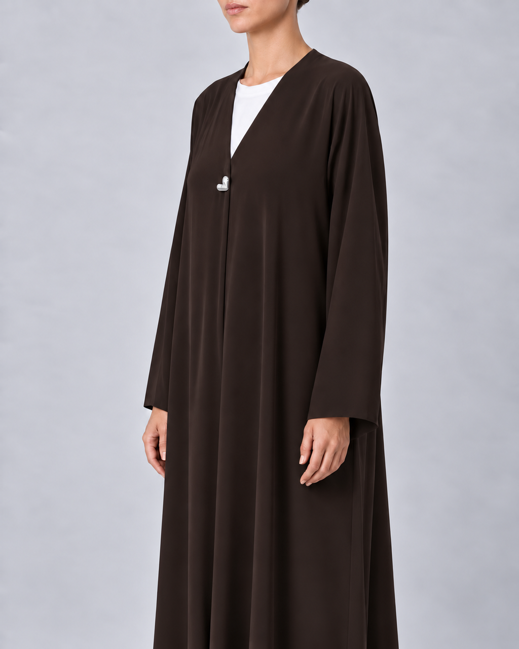 Kayan – Deep Brown Premium Crepe Overlap Wrap Abaya | MANHAS