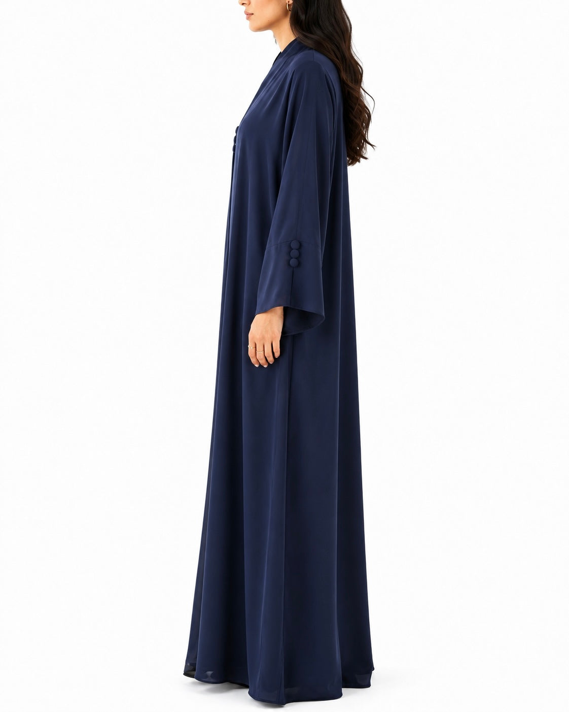 Alya – Korean Nada Three Button Sleeve Slit Abaya | MANHAS