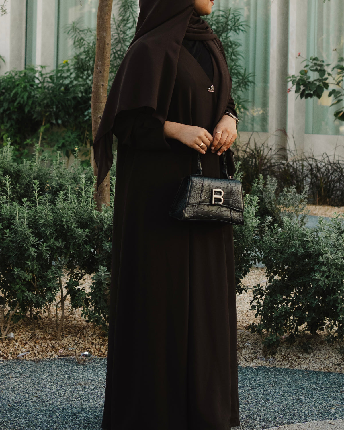 Kayan – Deep Brown Premium Crepe Overlap Wrap Abaya | MANHAS