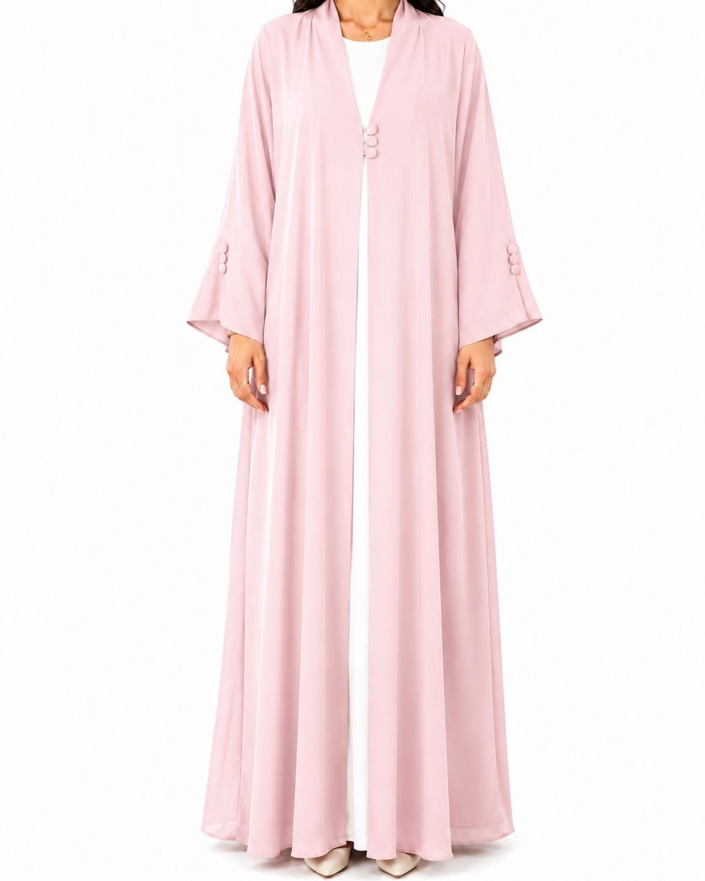 Alya – Korean Nada Three Button Sleeve Slit Abaya | MANHAS