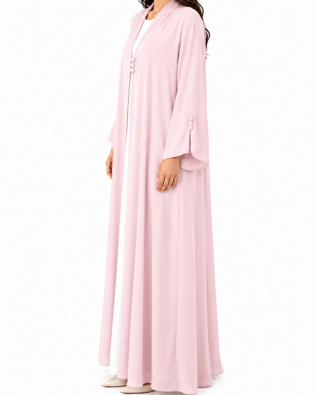 Alya – Korean Nada Three Button Sleeve Slit Abaya | MANHAS