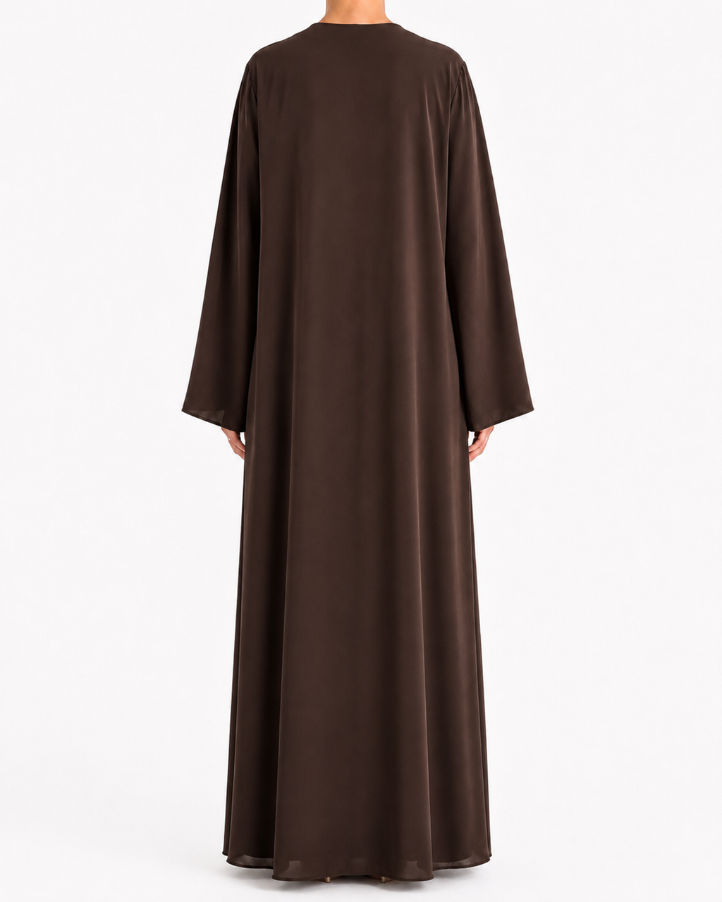 Kayan – Deep Brown Premium Crepe Overlap Wrap Abaya | MANHAS