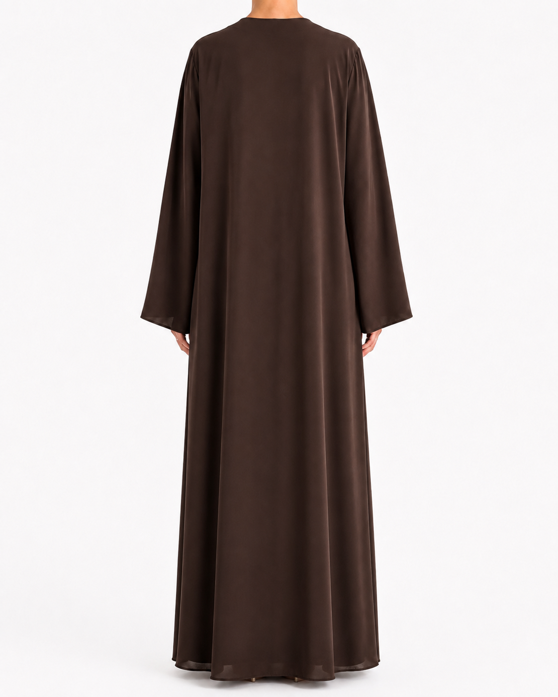 Kayan – Deep Brown Premium Crepe Overlap Wrap Abaya | MANHAS