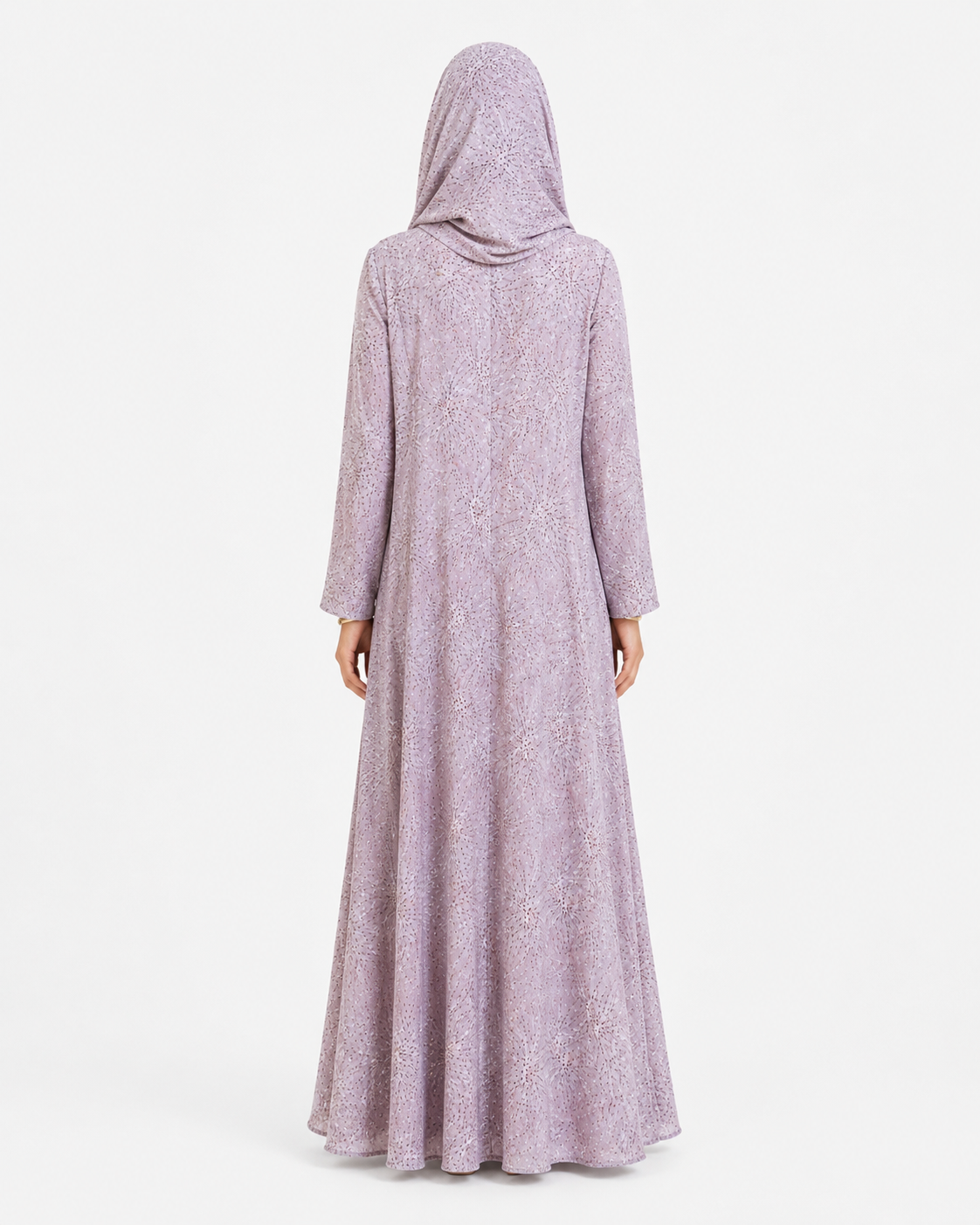 Aria – Baby Pink Printed Chiffon Straight Cut Abaya | MANHAS