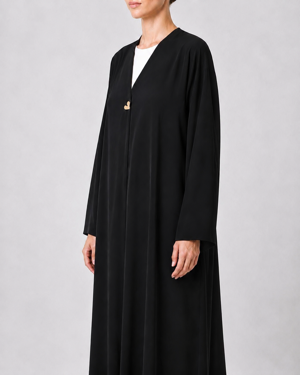 Kayan – Jet Black Premium Crepe Overlap Wrap Abaya | MANHAS