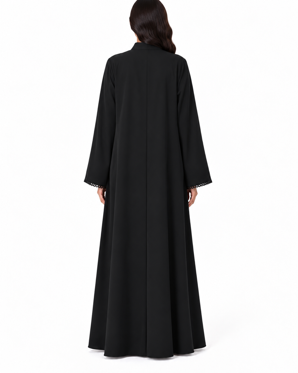 Nuzha – Black Korean Nada Straight Cut Abaya | MANHAS