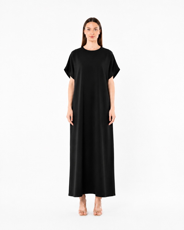 Ziva Abaya Dress – Black Crush Marble Slip