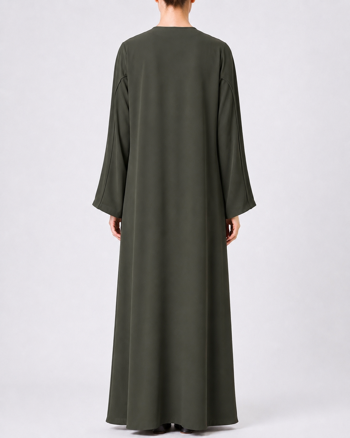 Tia – Korean Crepe Piping Straight Cut Abaya | MANHAS