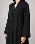 Noir – Jet Black Indonesian Crepe Pocket Collar Abaya | MANHAS