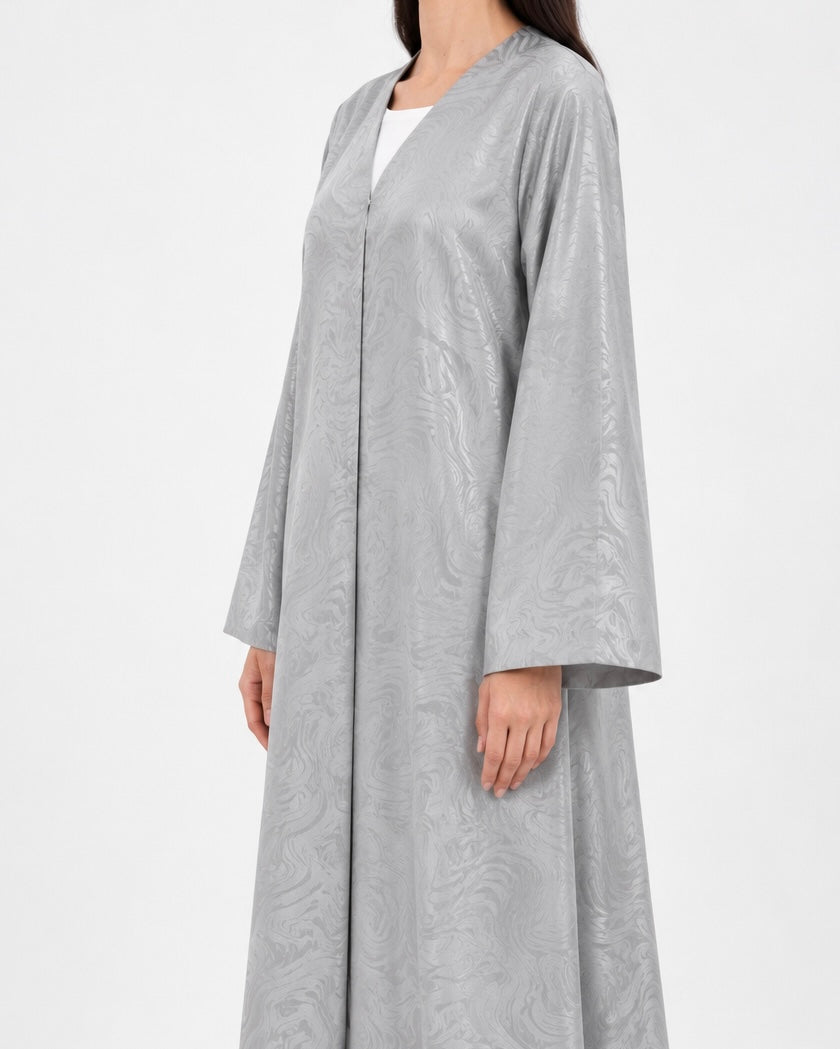 Nysa – Marble Wave Soft Organza Textured Straight Cut Abaya | MANHAS