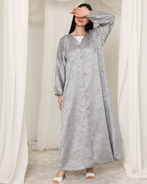 Nysa – Marble Wave Soft Organza Textured Straight Cut Abaya | MANHAS