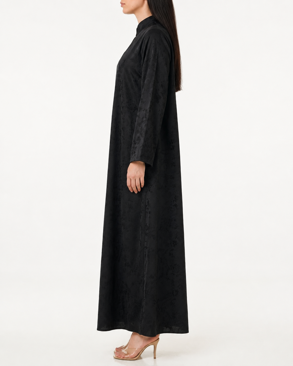 Meerah – Soft Jacquard Tonal Floral Straight Cut Abaya | MANHAS