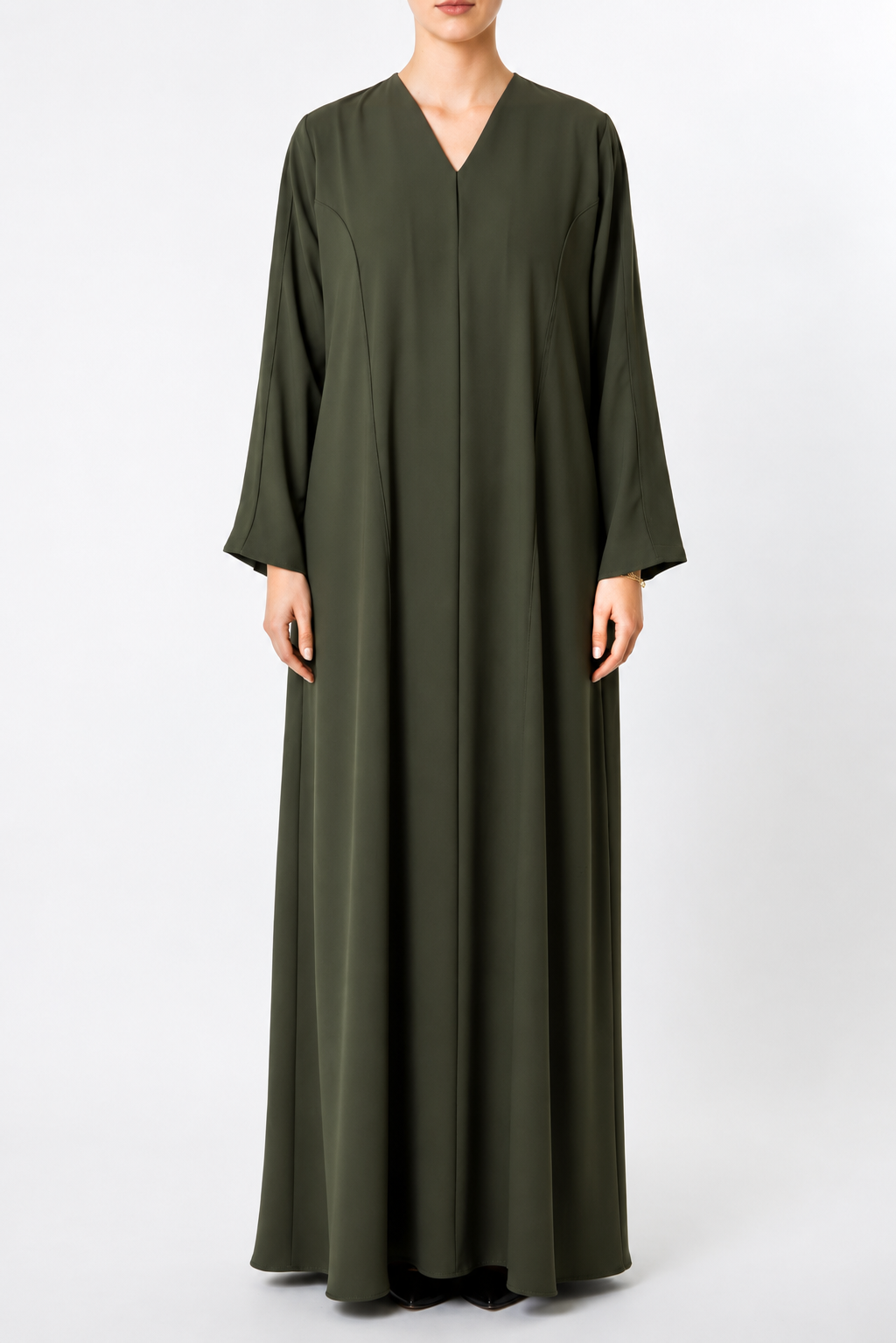 Tia – Korean Crepe Piping Straight Cut Abaya | MANHAS