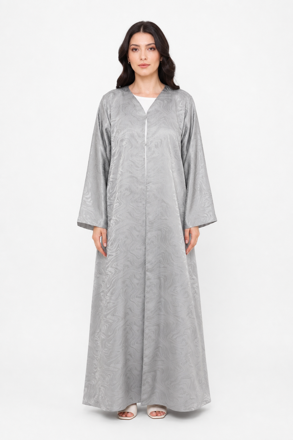 Nysa – Marble Wave Soft Organza Textured Straight Cut Abaya | MANHAS