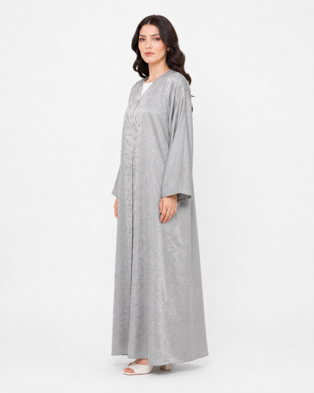 Nysa – Marble Wave Soft Organza Textured Straight Cut Abaya | MANHAS