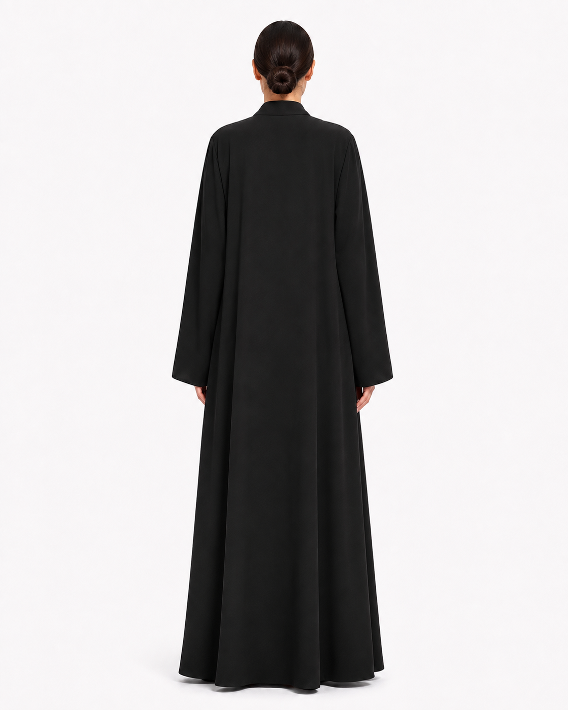 Haya – Jet Black Premium Crepe Shawl Collar Abaya | MANHAS