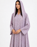 Aria – Baby Pink Printed Chiffon Straight Cut Abaya | MANHAS