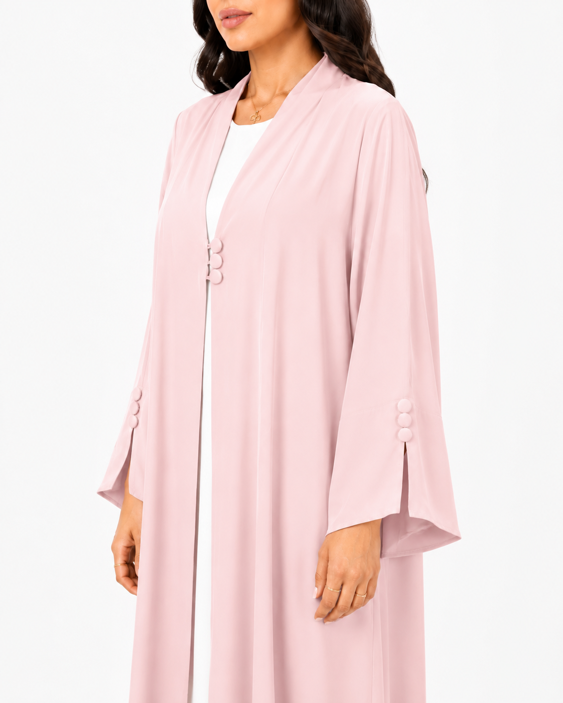 Alya – Korean Nada Three Button Sleeve Slit Abaya | MANHAS