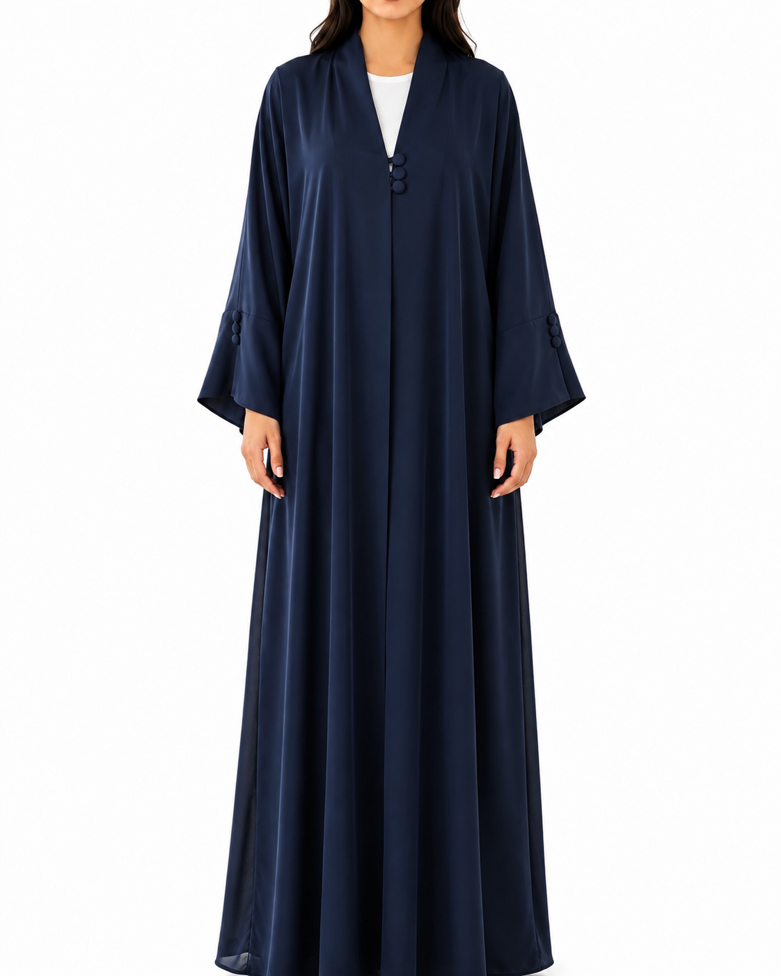 Alya – Korean Nada Three Button Sleeve Slit Abaya | MANHAS