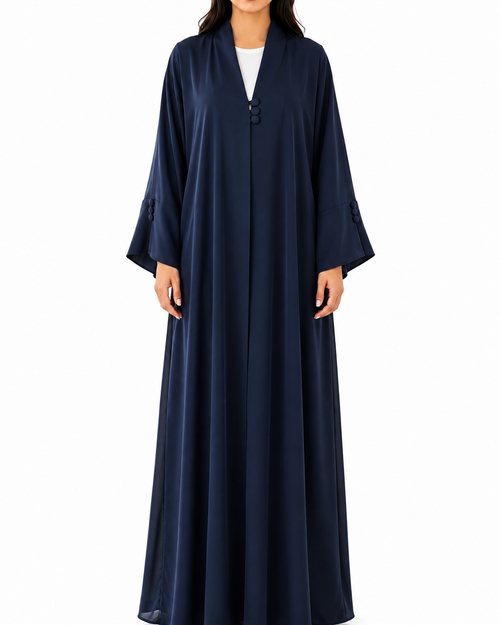 Alya – Korean Nada Three Button Sleeve Slit Abaya | MANHAS