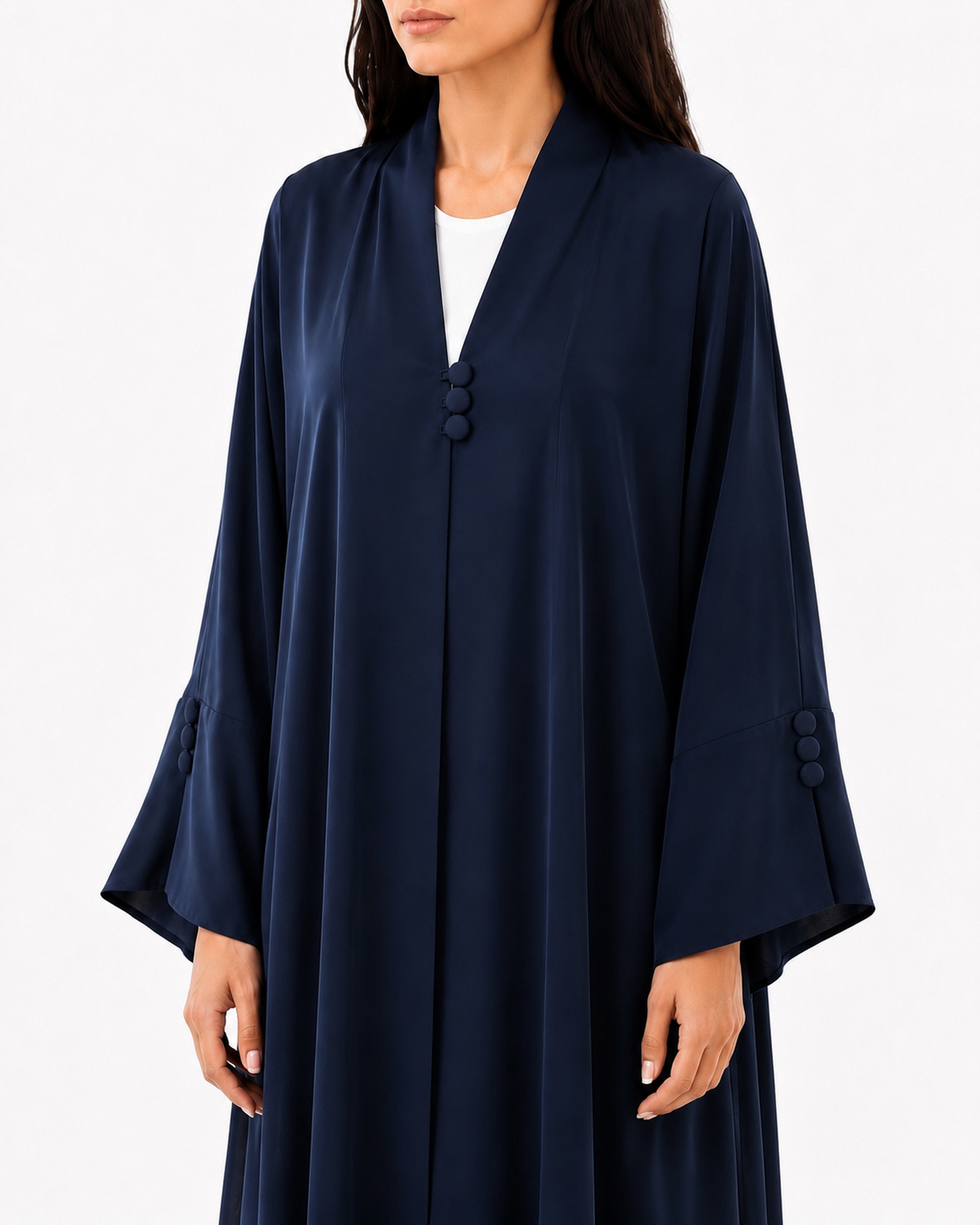 Alya – Korean Nada Three Button Sleeve Slit Abaya | MANHAS