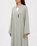 Hoor – Mint Green High-Grade Crepe V-Neck Overlap Abaya | MANHAS