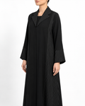 Rimsha – Black Korean Nada Tailored Collar Striped Abaya | MANHAS